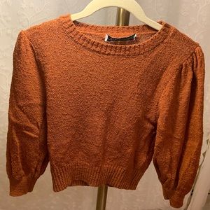 Zara Cropped Burnt Orange Puff Sleeve